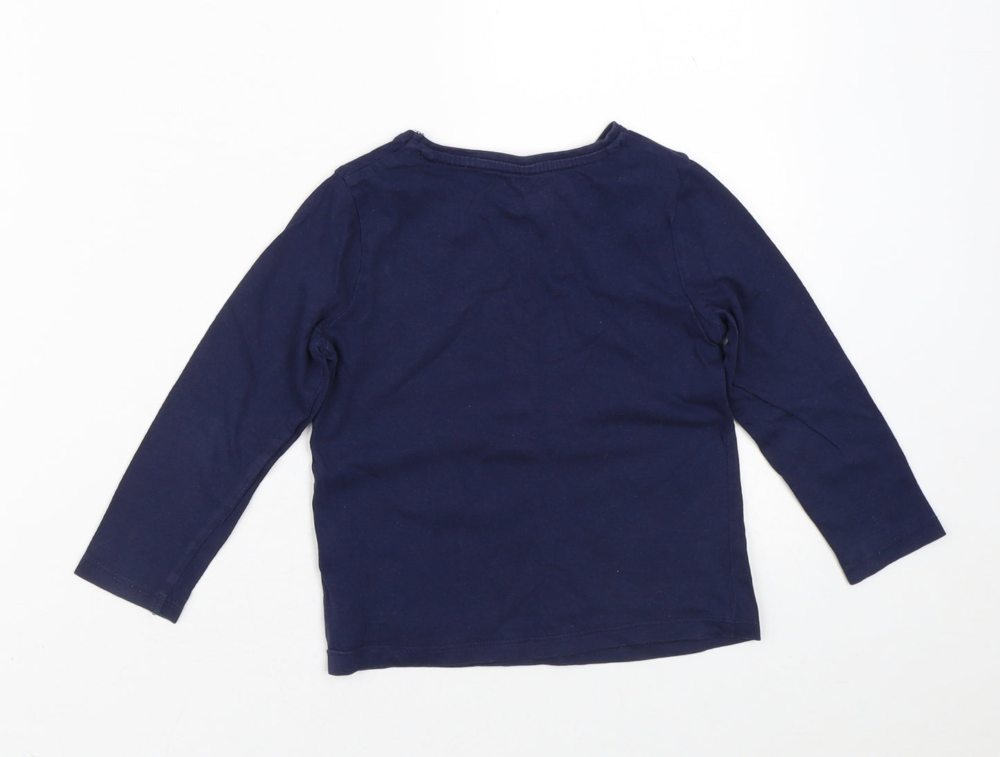 F&F Girls Blue  100% Cotton Pullover T-Shirt Size 3-4 Years Crew Neck  - Shine