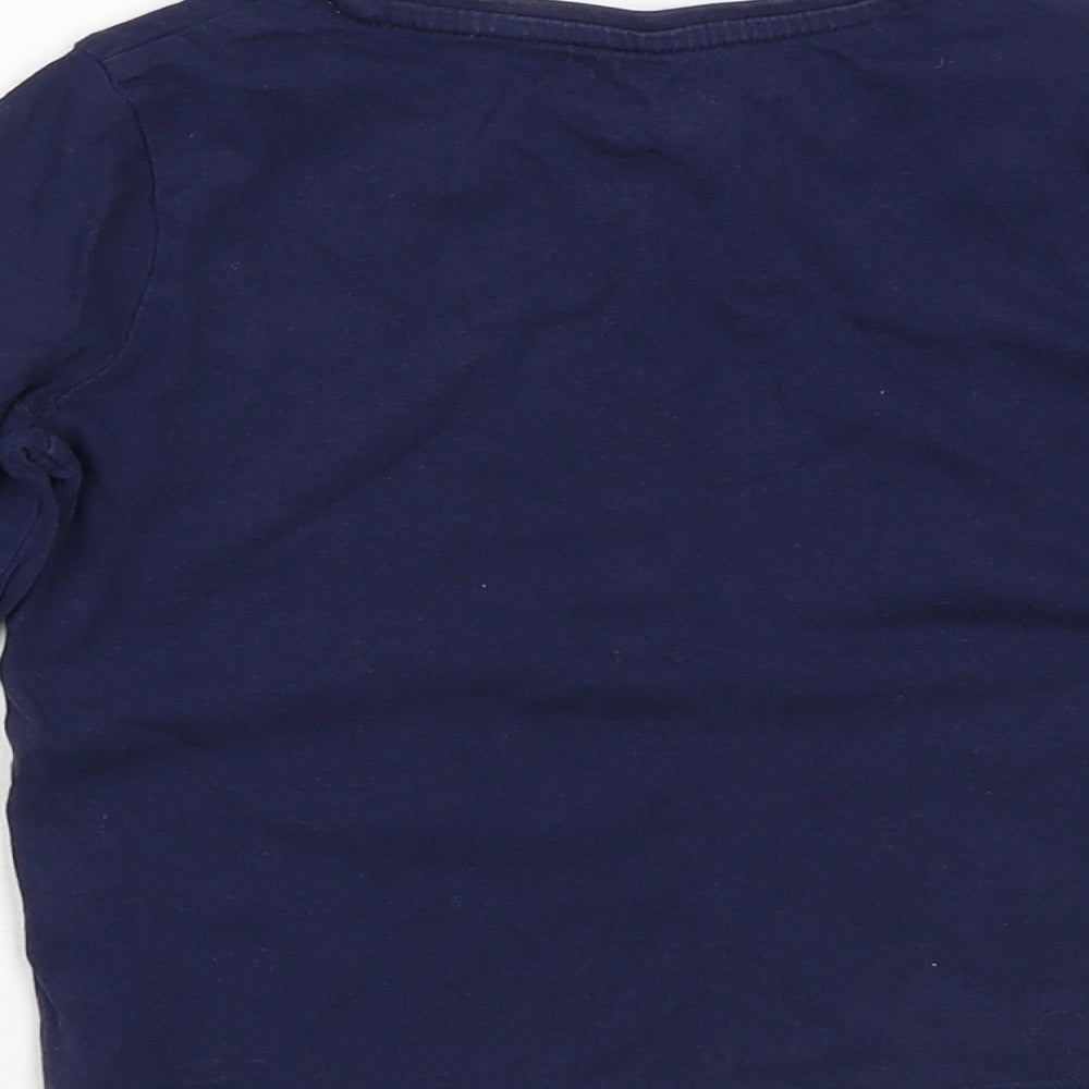 F&F Girls Blue  100% Cotton Pullover T-Shirt Size 3-4 Years Crew Neck  - Shine