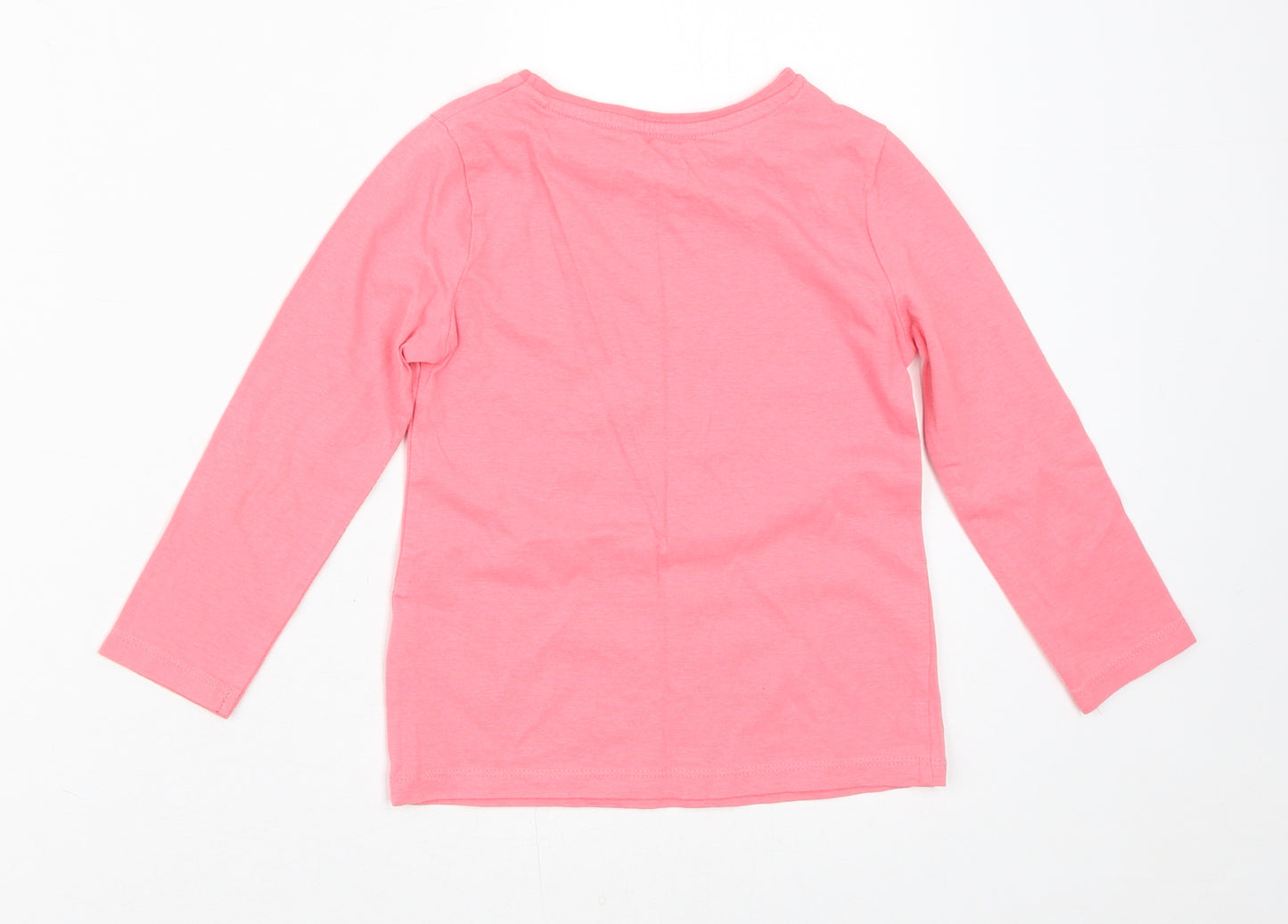 F&F Girls Pink  100% Cotton Pullover T-Shirt Size 3-4 Years Crew Neck  - Follow Your Dreams