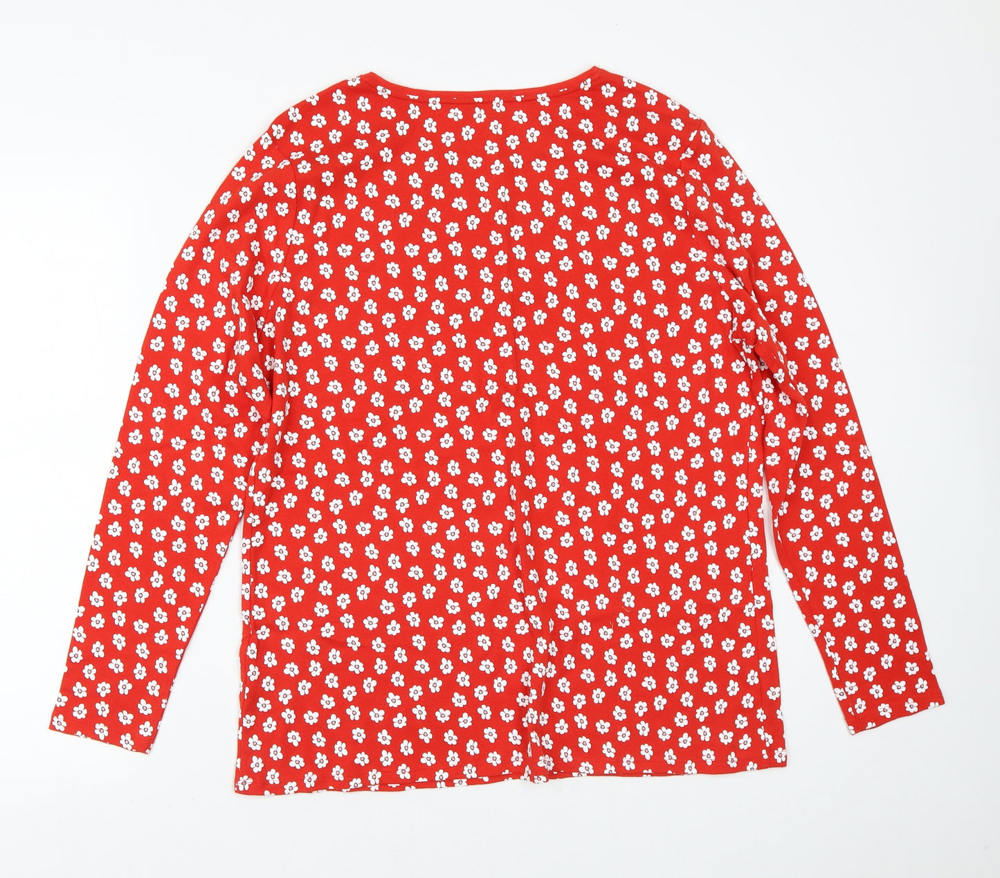 Papaya Womens Red Geometric Cotton Basic T-Shirt Size 20 Crew Neck - Daisy