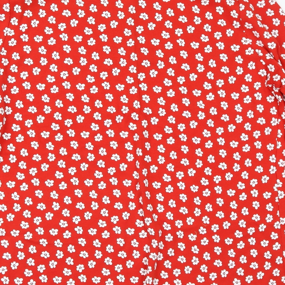 Papaya Womens Red Geometric Cotton Basic T-Shirt Size 20 Crew Neck - Daisy