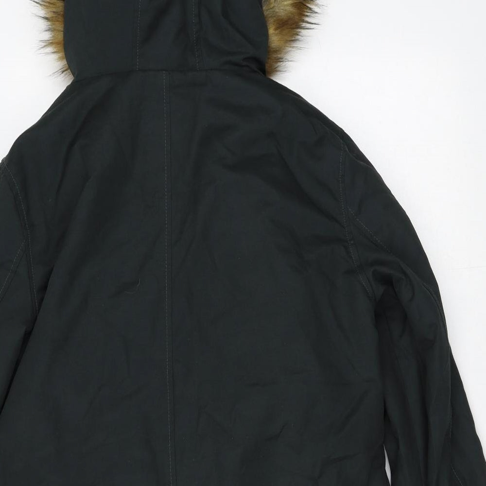 ASOS Womens Green   Quilted Coat Size 8   - Faux Fur