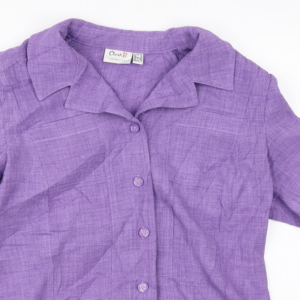 Oscar B Womens Purple  Polyester Tunic Button-Up Size 10 Collared