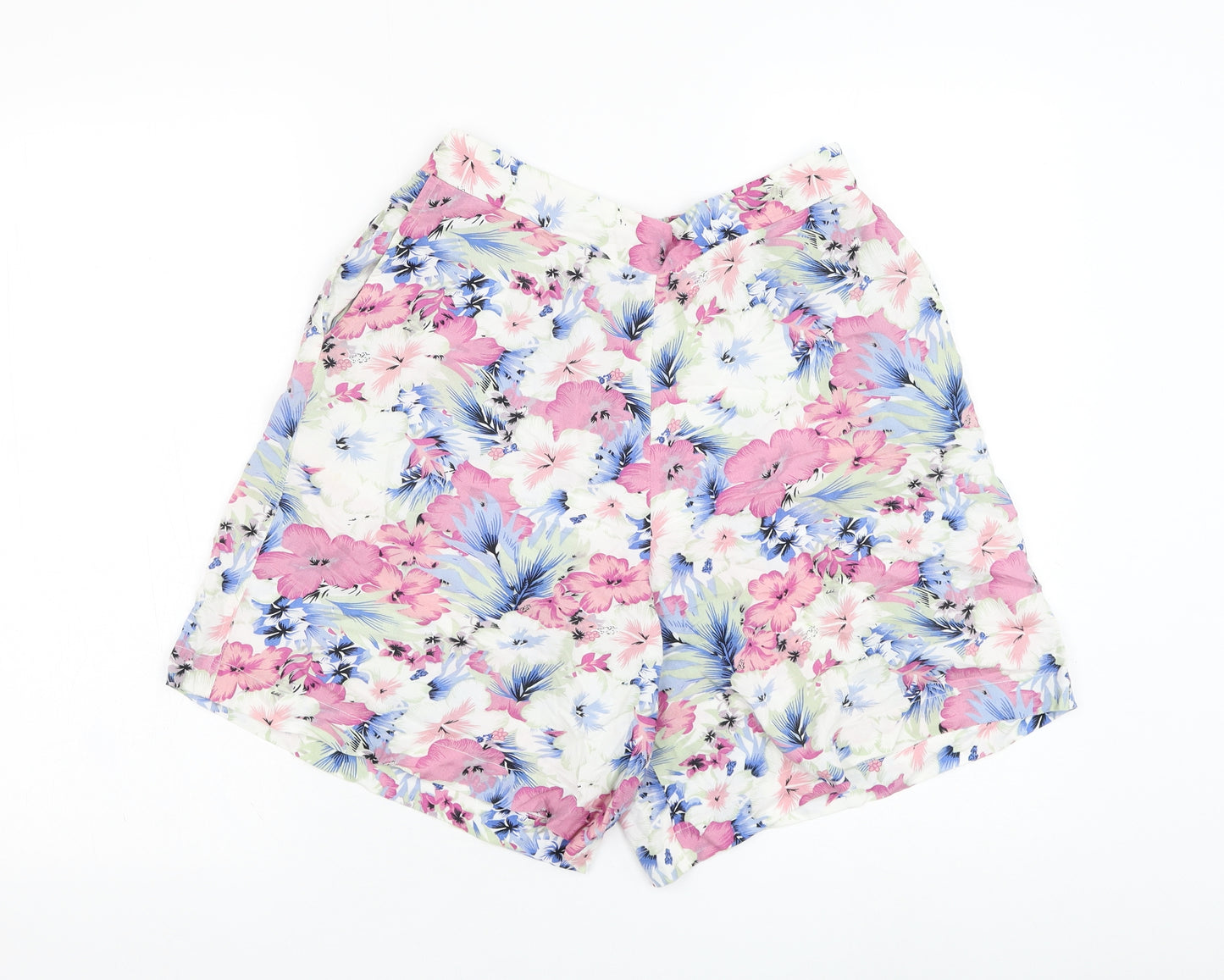 M&Co Womens White Floral Viscose Culotte Shorts Size 12 L5 in Regular Pull On