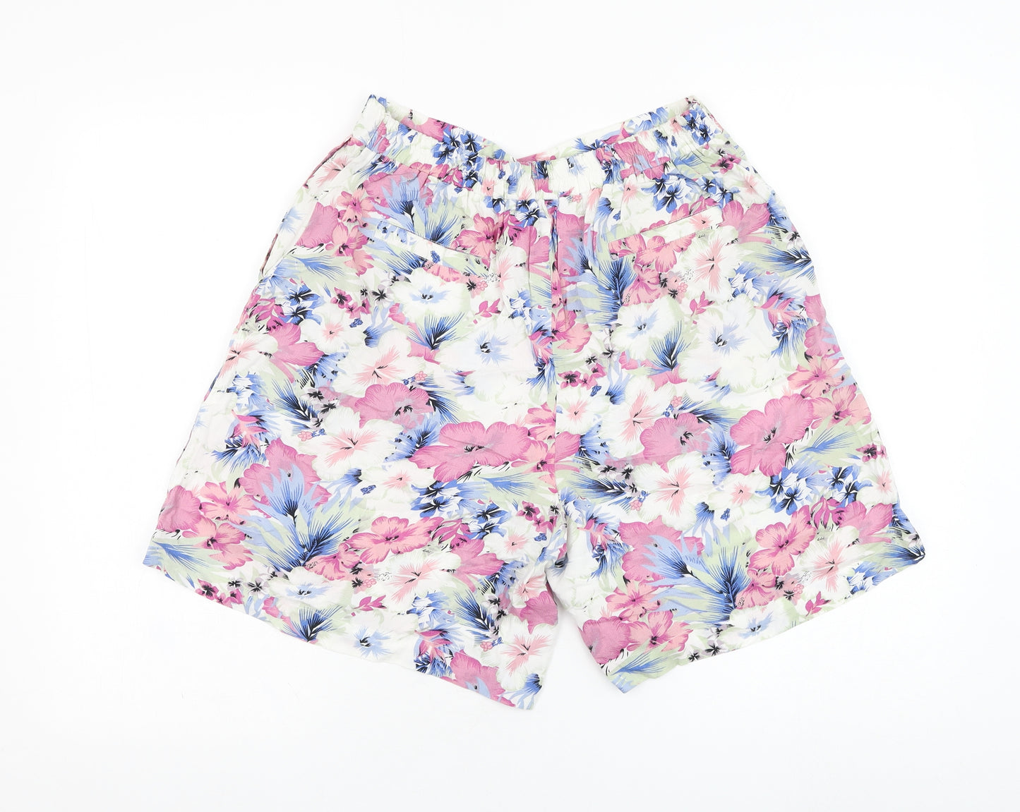 M&Co Womens White Floral Viscose Culotte Shorts Size 12 L5 in Regular Pull On
