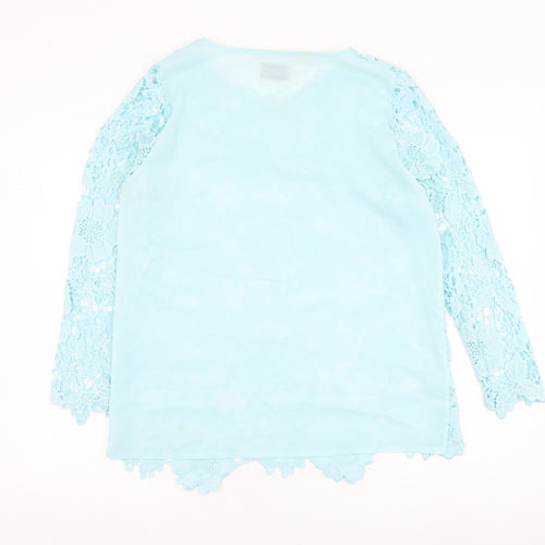 Club London Womens Blue  Polyester Basic Blouse Size 16 Round Neck