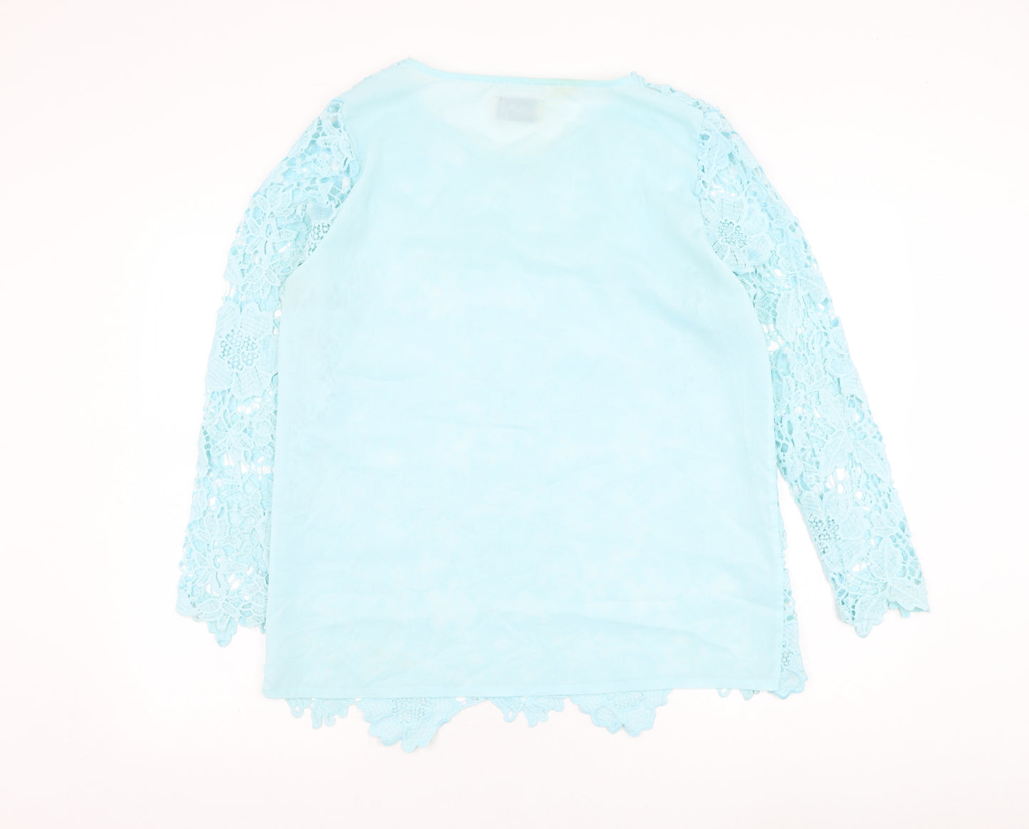 Club London Womens Blue  Polyester Basic Blouse Size 16 Round Neck