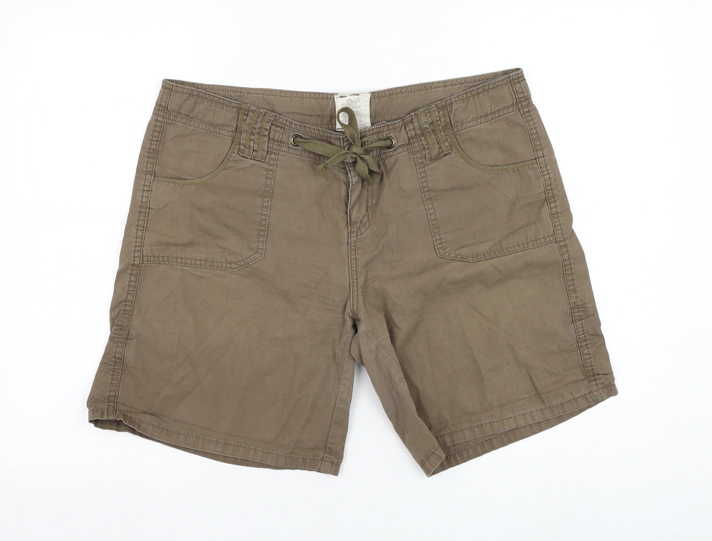 New Look Womens Green  Cotton Bermuda Shorts Size 16 L8 in Regular Zip