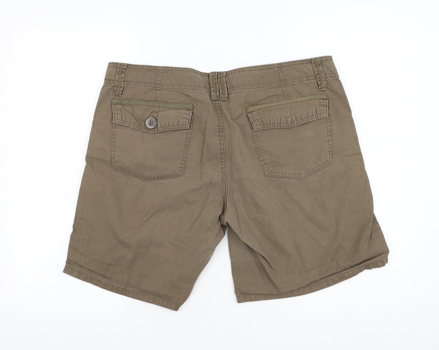 New Look Womens Green  Cotton Bermuda Shorts Size 16 L8 in Regular Zip