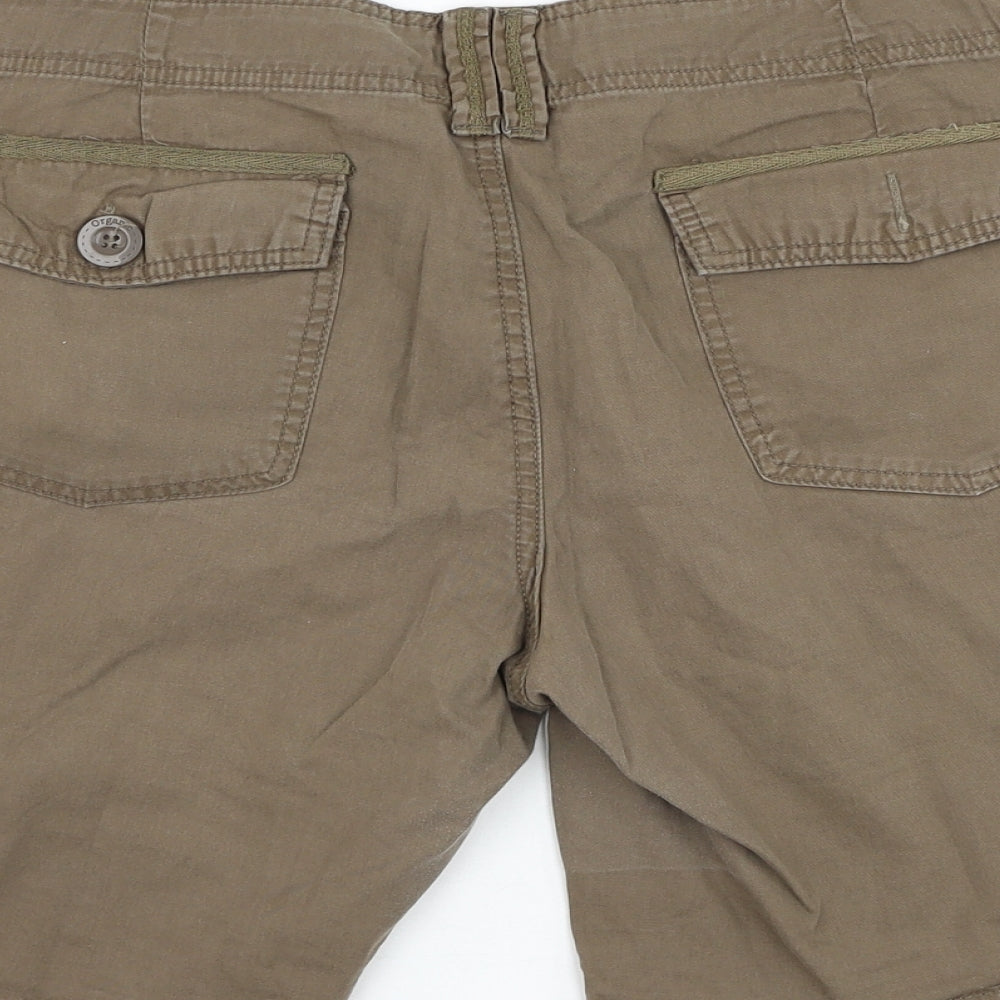 New Look Womens Green  Cotton Bermuda Shorts Size 16 L8 in Regular Zip