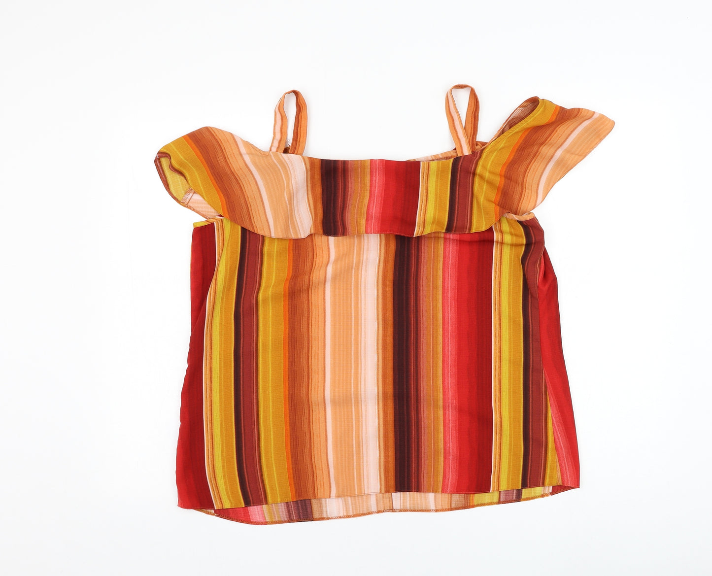 George Womens Orange Striped Polyester Basic Blouse Size 16 Off the Shoulder