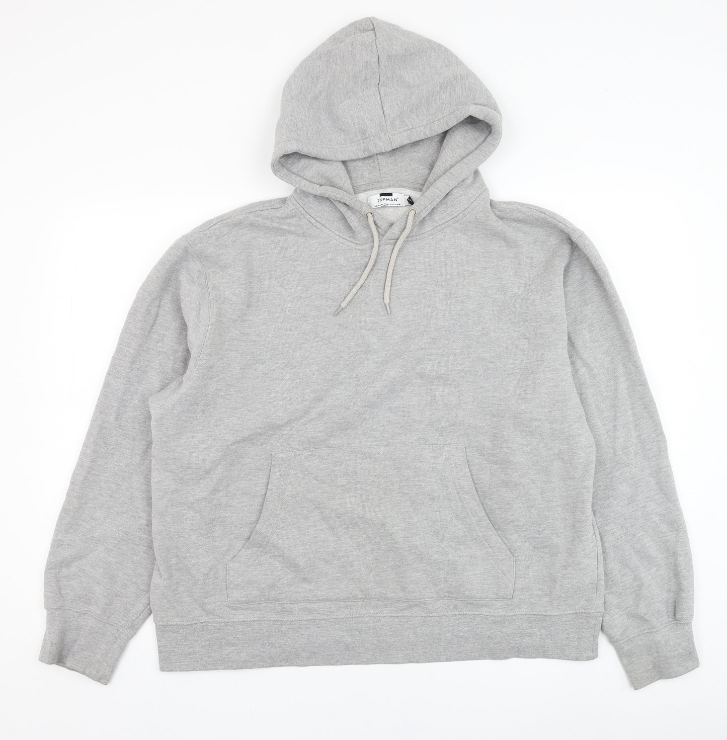 Topman Mens Grey  Cotton Pullover Hoodie Size XL