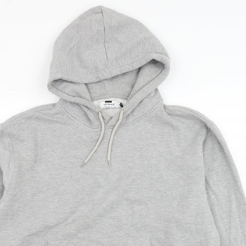 Topman Mens Grey  Cotton Pullover Hoodie Size XL