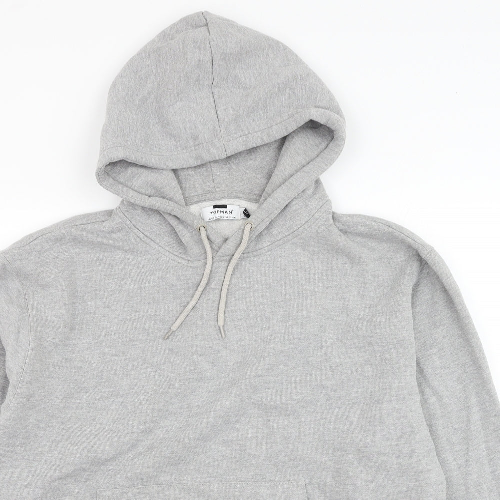 Topman Mens Grey  Cotton Pullover Hoodie Size XL