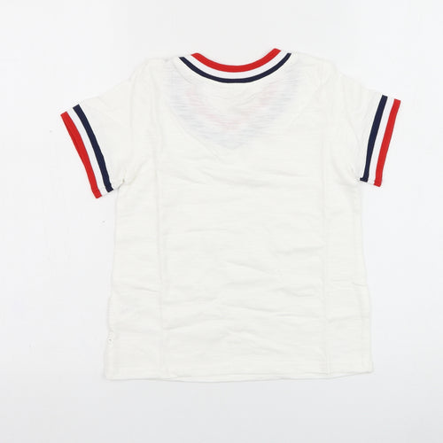 SheIn Girls White  Cotton  T-Shirt Size 10-11 Years V-Neck Pullover