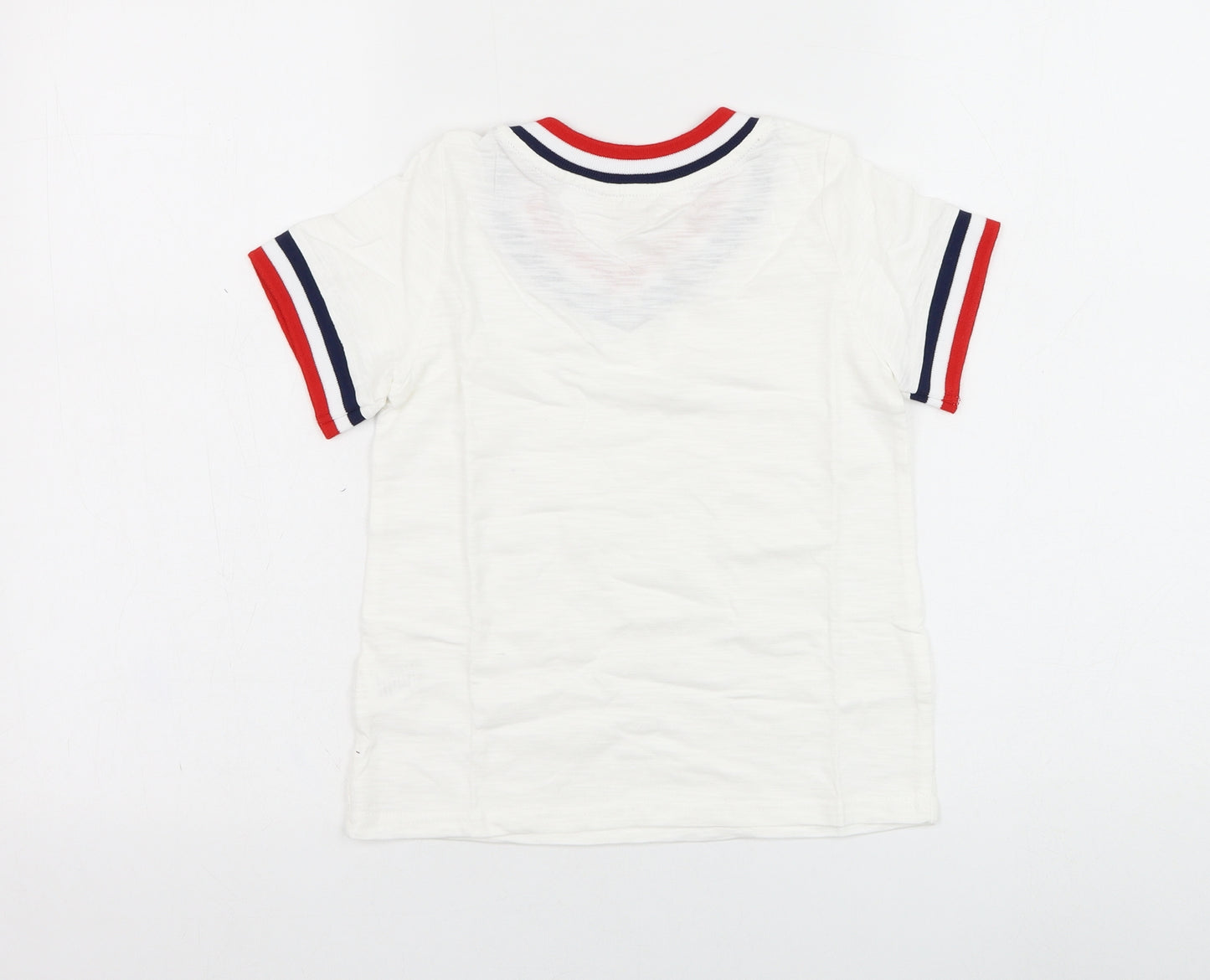 SheIn Girls White  Cotton  T-Shirt Size 10-11 Years V-Neck Pullover