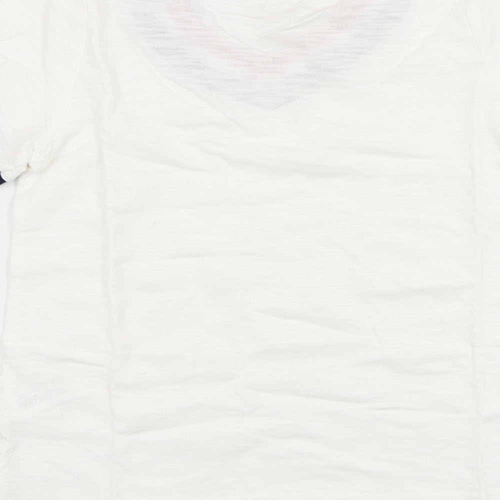 SheIn Girls White  Cotton  T-Shirt Size 10-11 Years V-Neck Pullover