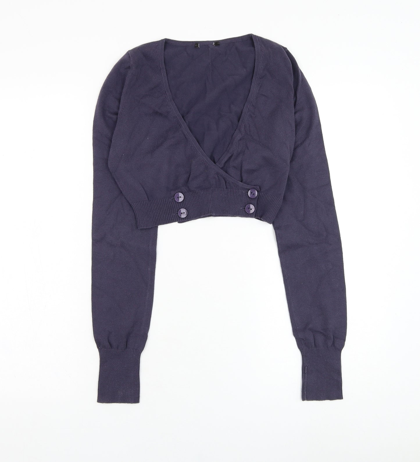 Preworn Womens Blue V-Neck  Cotton Cardigan Jumper Size M