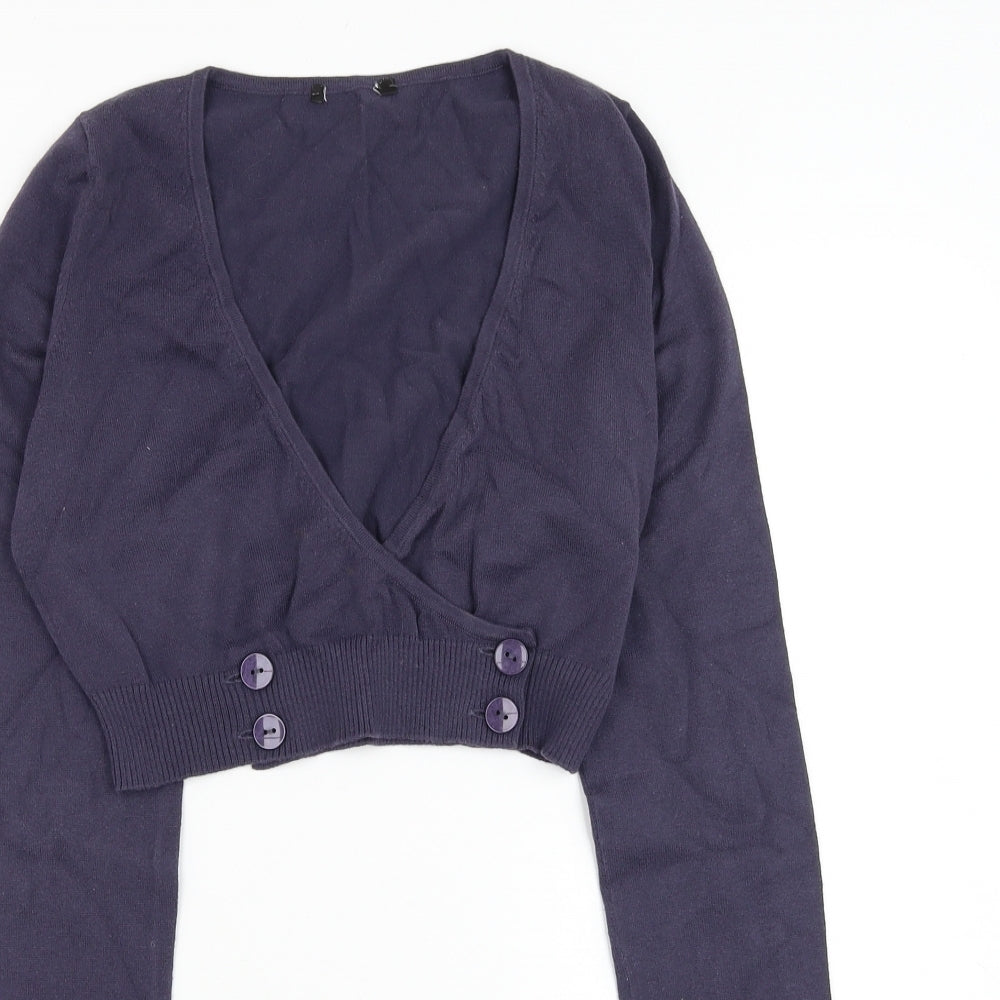 Preworn Womens Blue V-Neck  Cotton Cardigan Jumper Size M