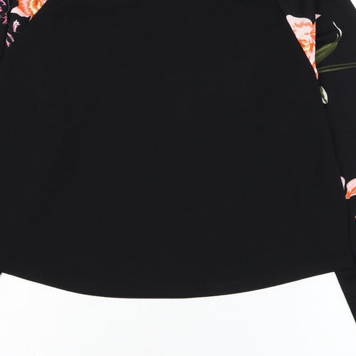 Jeuvre Womens Black Floral Polyester Pullover Sweatshirt Size S  Pullover