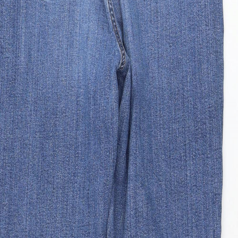 Marks and Spencer Womens Blue  Cotton Straight Jeans Size 14 L28 in Regular Zip