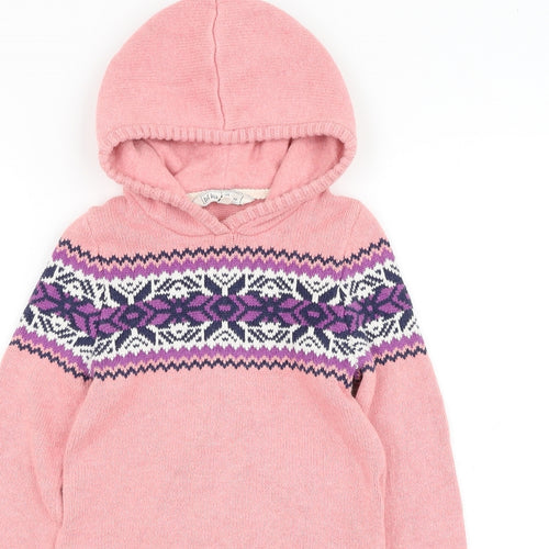 Fat Face Girls Pink Round Neck  Cotton Pullover Jumper Size 6-7 Years  Pullover