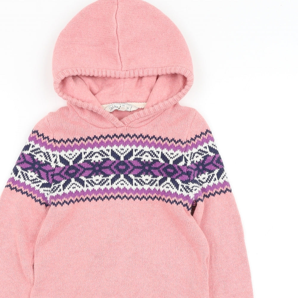 Fat Face Girls Pink Round Neck  Cotton Pullover Jumper Size 6-7 Years  Pullover