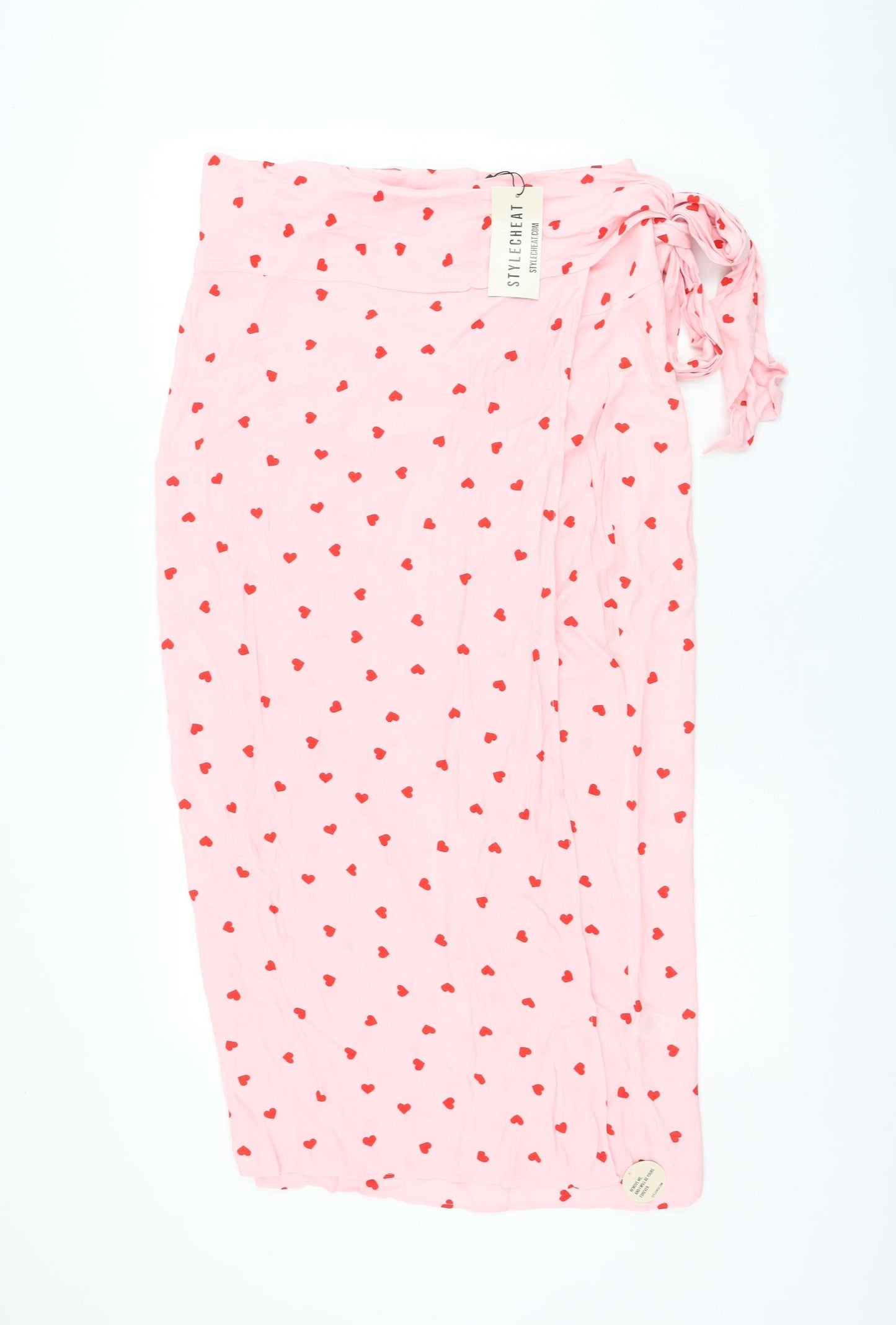 Style Cheat Womens Pink  Viscose Wrap Skirt Size 14   Tie - Heart