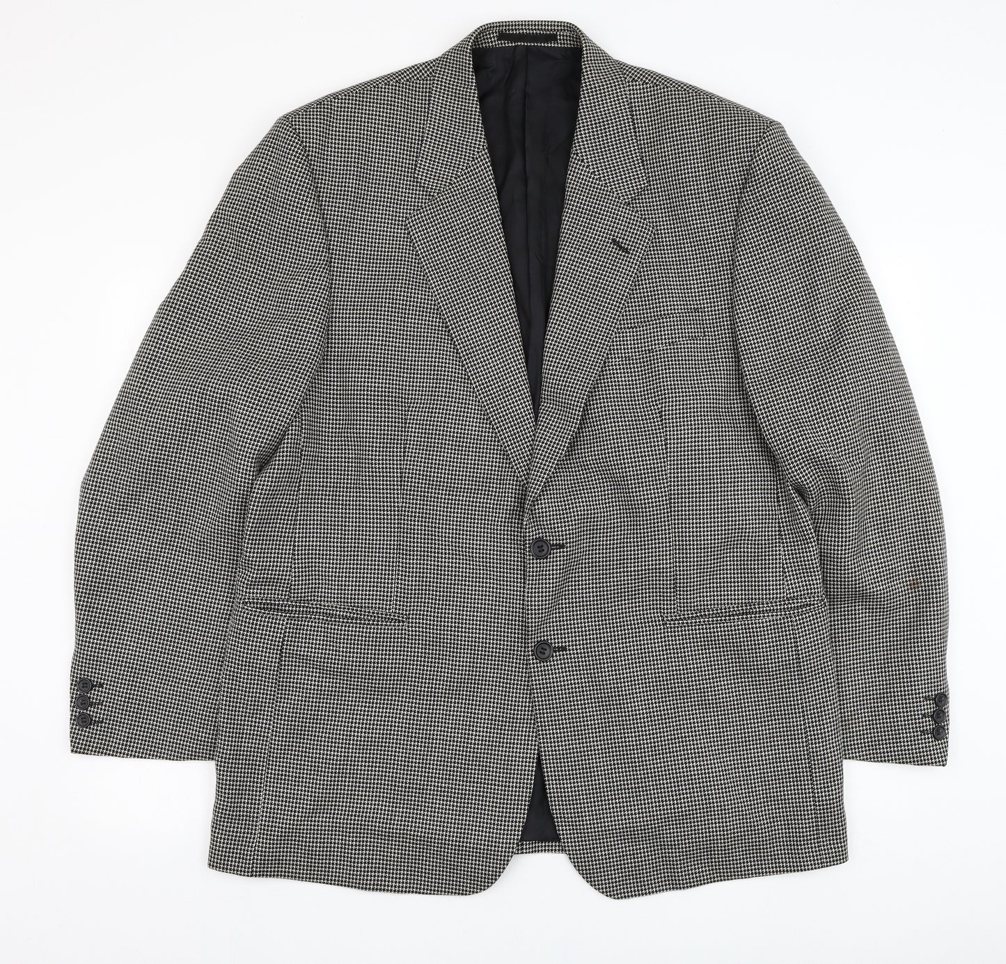 Burton Mens Ivory Houndstooth Wool Jacket Suit Jacket Size 44