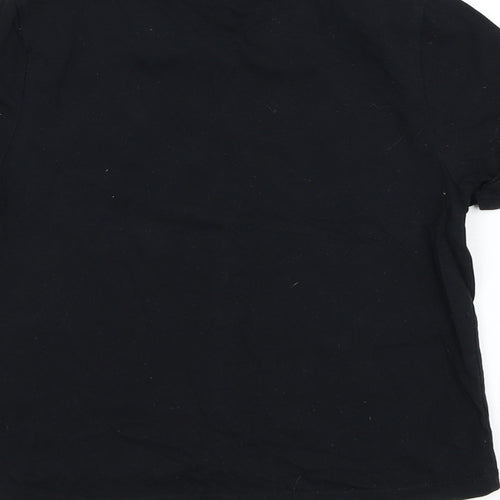 F&F Girls Black  Cotton Basic T-Shirt Size 7-8 Years Round Neck Pullover - Unicorn
