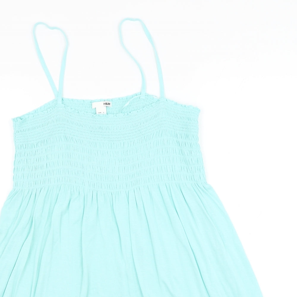 H&M Womens Blue  Viscose Basic Tank Size L Square Neck