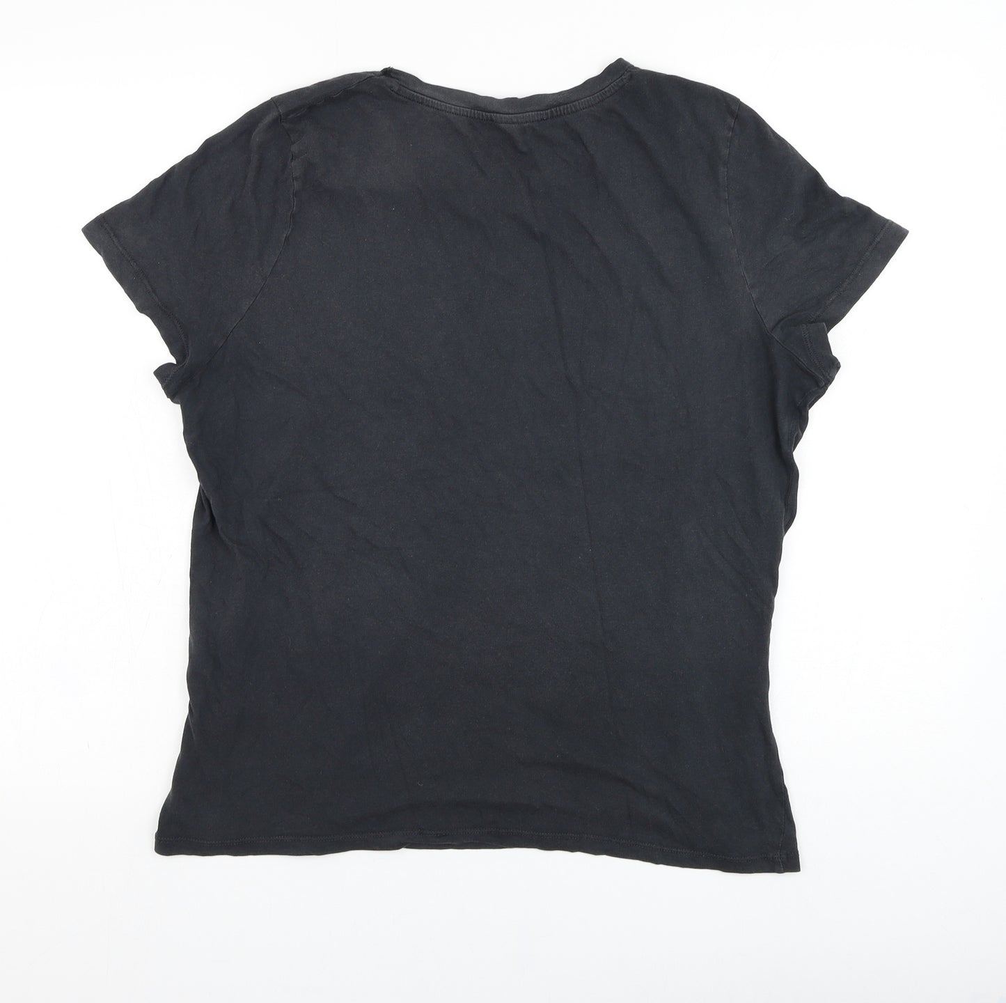 New Look Womens Grey  Cotton Basic T-Shirt Size 16 Round Neck - Desert nights