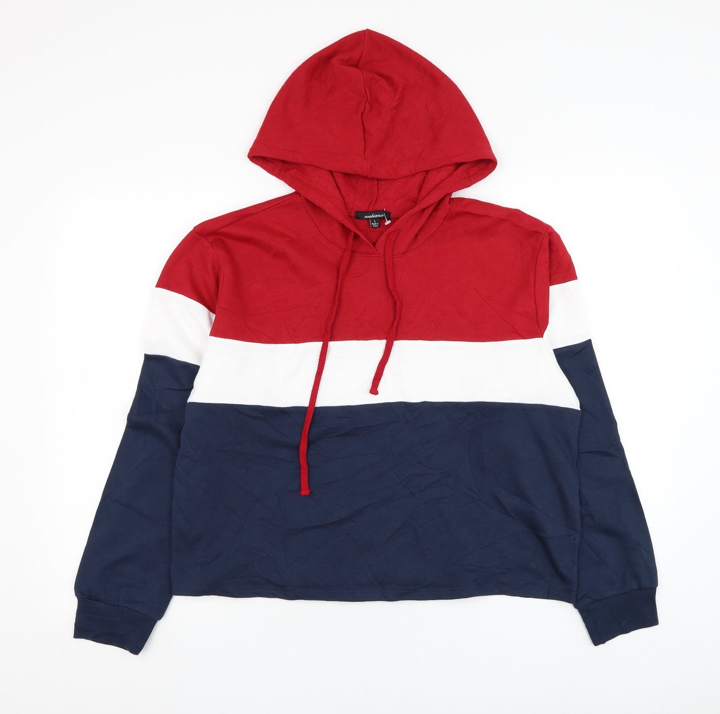Ambience Womens Blue  Cotton Pullover Hoodie Size L  Pullover