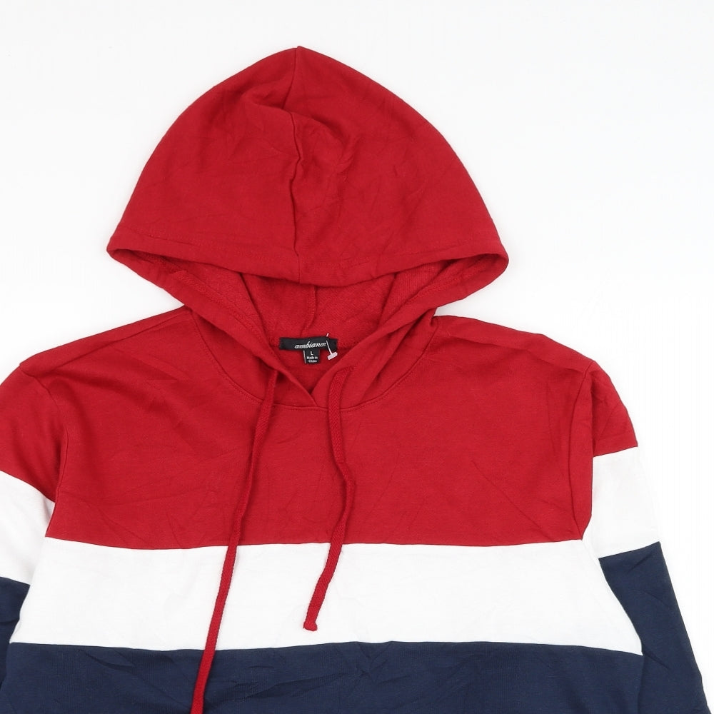 Ambience Womens Blue  Cotton Pullover Hoodie Size L  Pullover