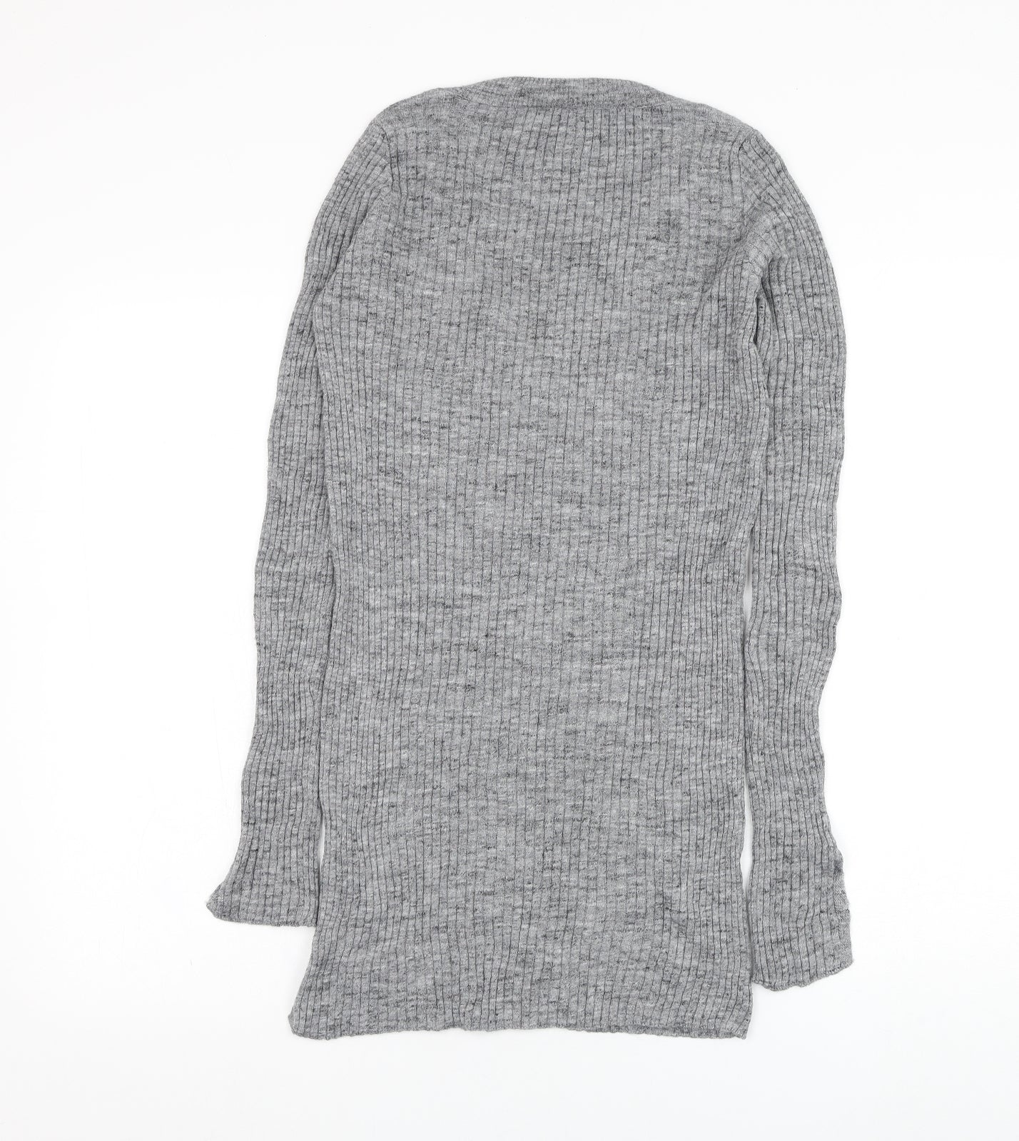 Zara Womens Grey V-Neck  Polyester Pullover Jumper Size S