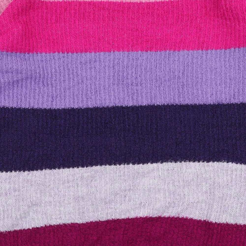 TU Womens Multicoloured High Neck Striped Acrylic Pullover Jumper Size 14