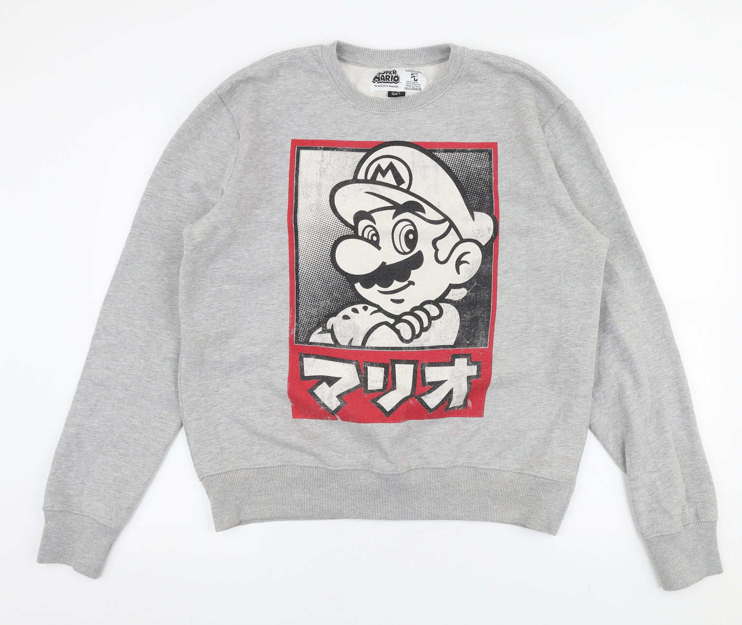 Cedar Wood State Mens Grey  Cotton Pullover Sweatshirt Size L   - Super mario
