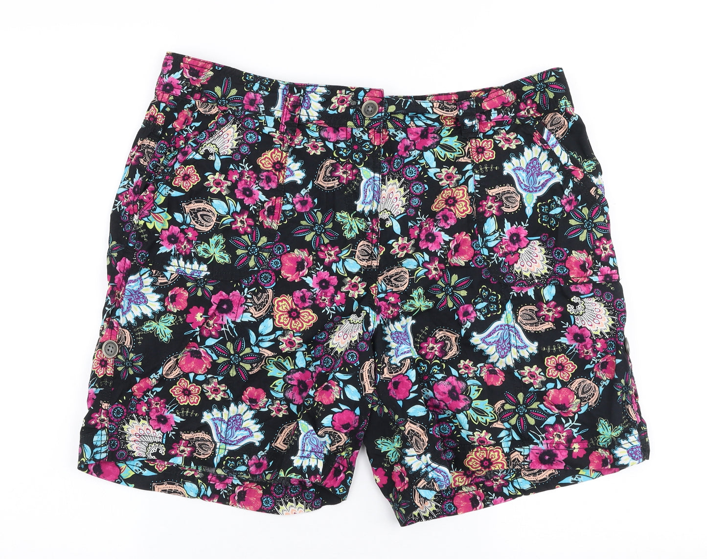 George Womens Multicoloured Floral Cotton Cargo Shorts Size 16 L6 in Regular Zip
