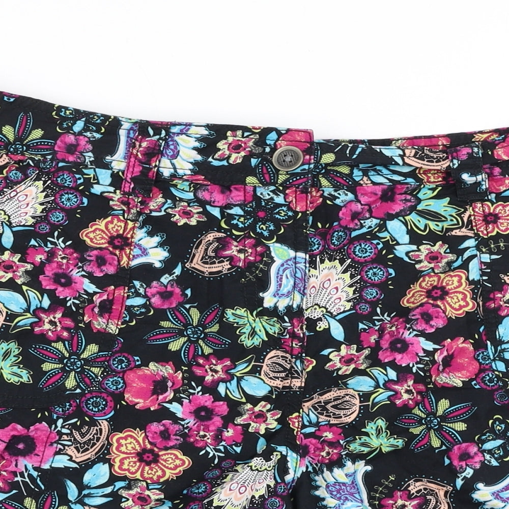 George Womens Multicoloured Floral Cotton Cargo Shorts Size 16 L6 in Regular Zip
