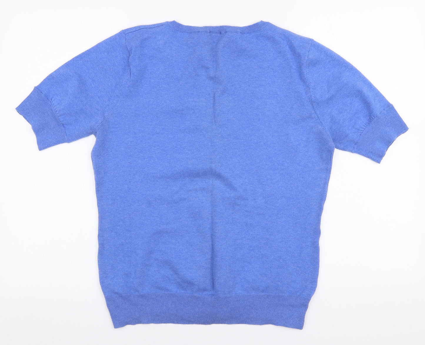 New Look Womens Blue V-Neck  Cotton Pullover Jumper Size 16