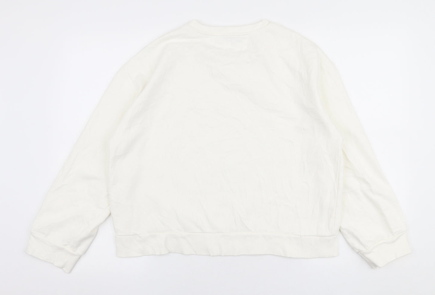 Zara Womens White  Polyester Pullover Sweatshirt Size L  Pullover