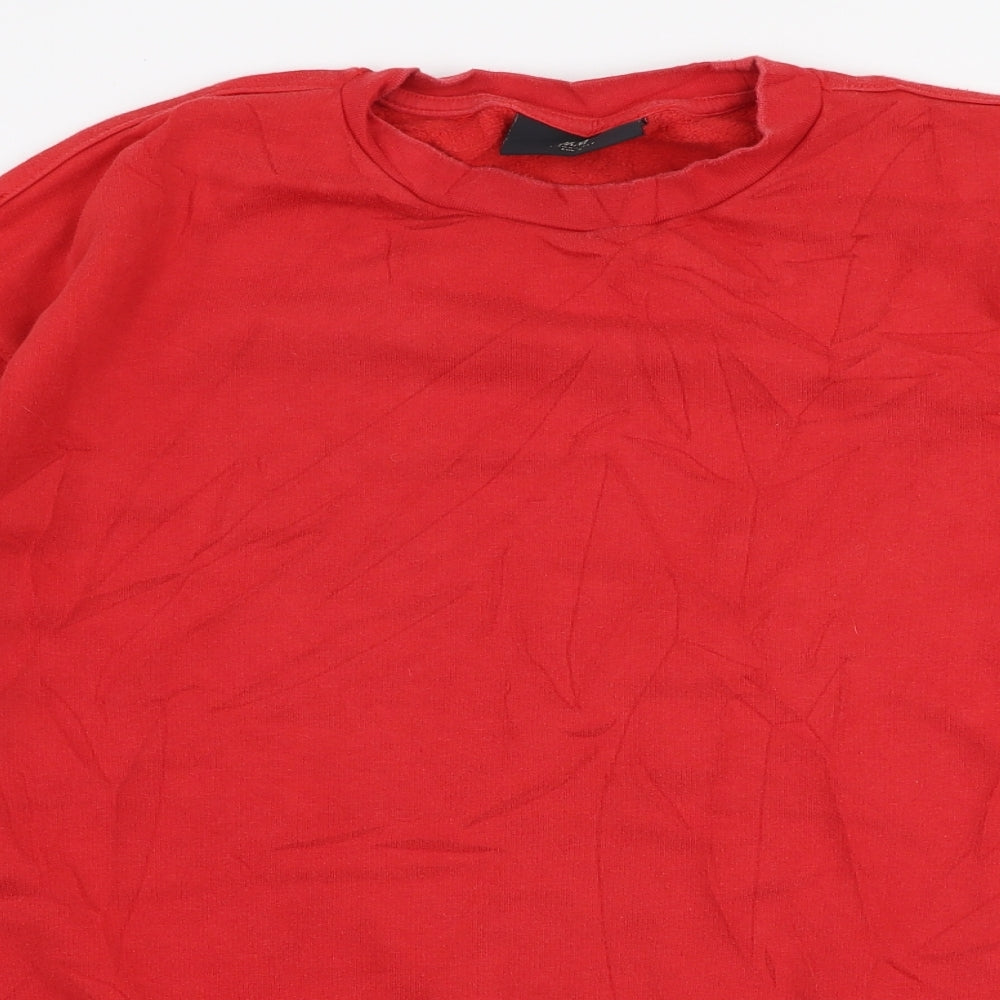 H&M Mens Red  Cotton Pullover Sweatshirt Size S