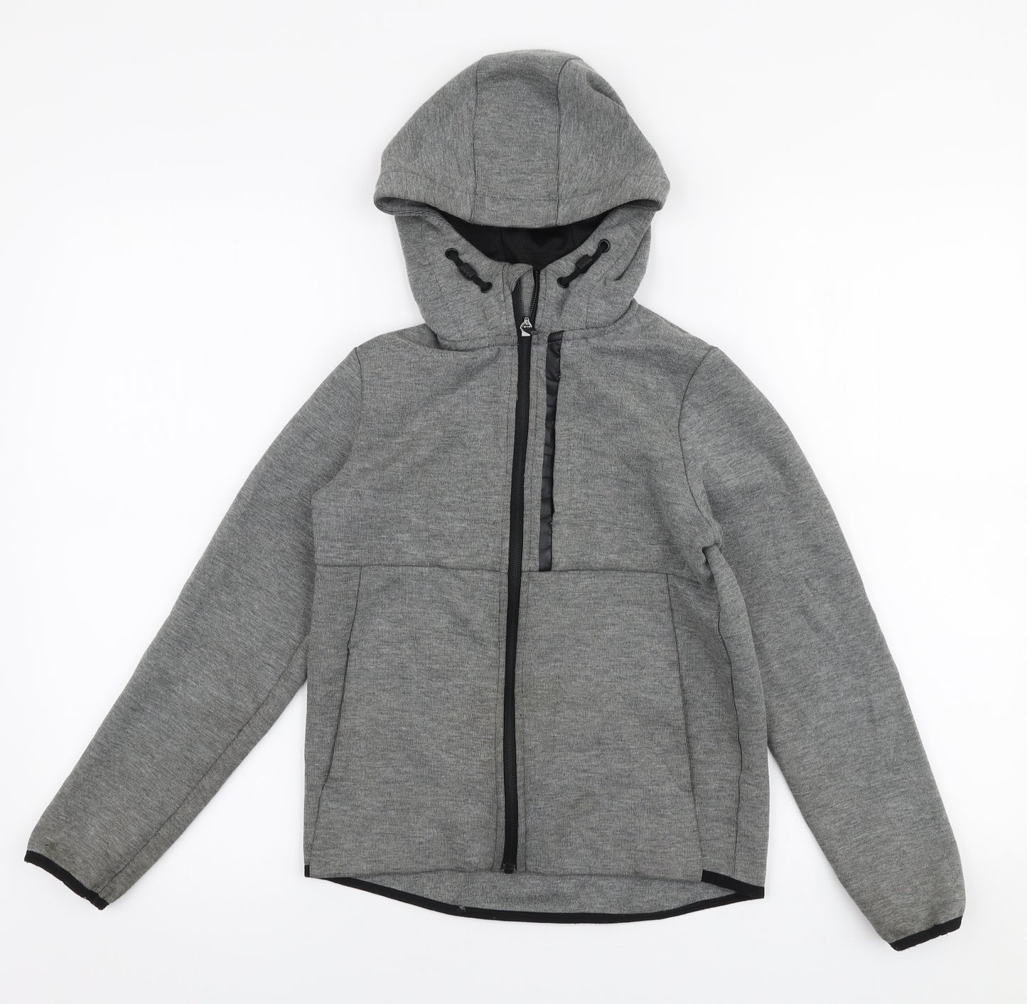 H&M Boys Grey  Polyester Full Zip Hoodie Size 9-10 Years  Zip