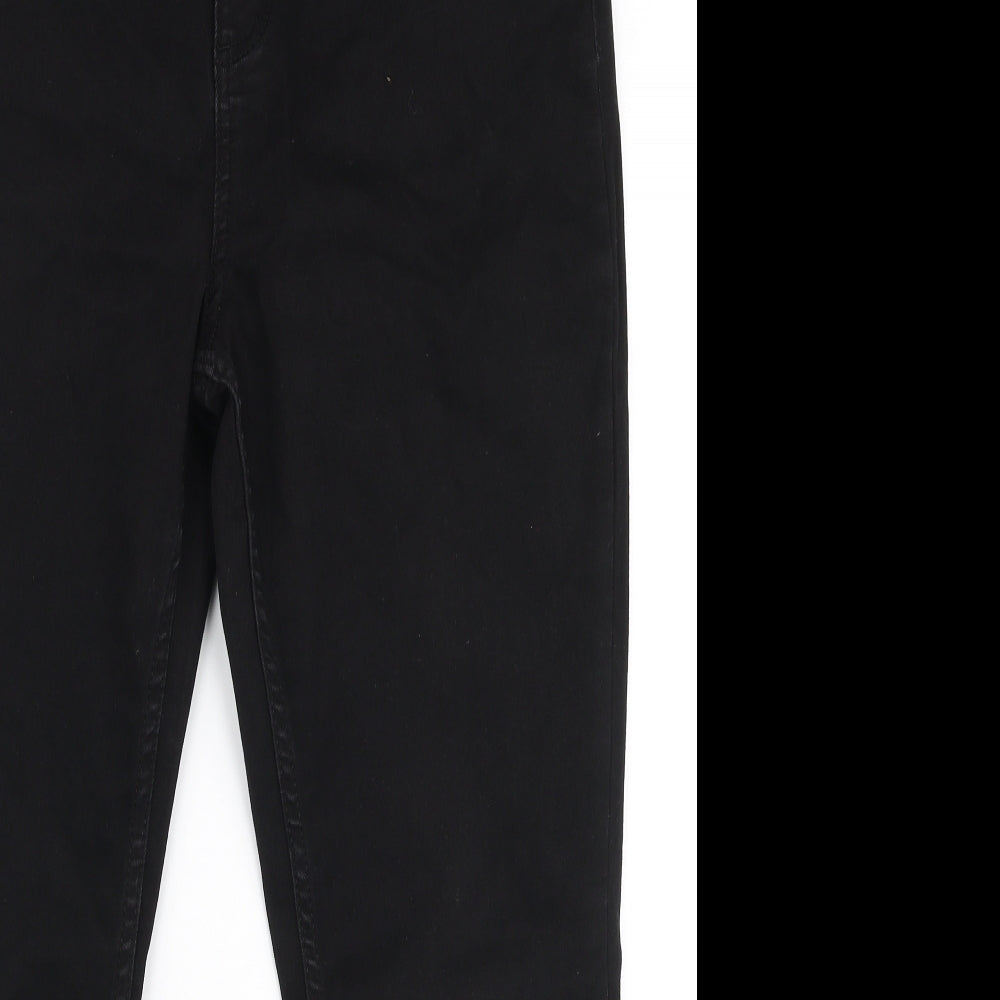 F&F Womens Black  Cotton Skinny Jeans Size 14 L26 in Slim Zip
