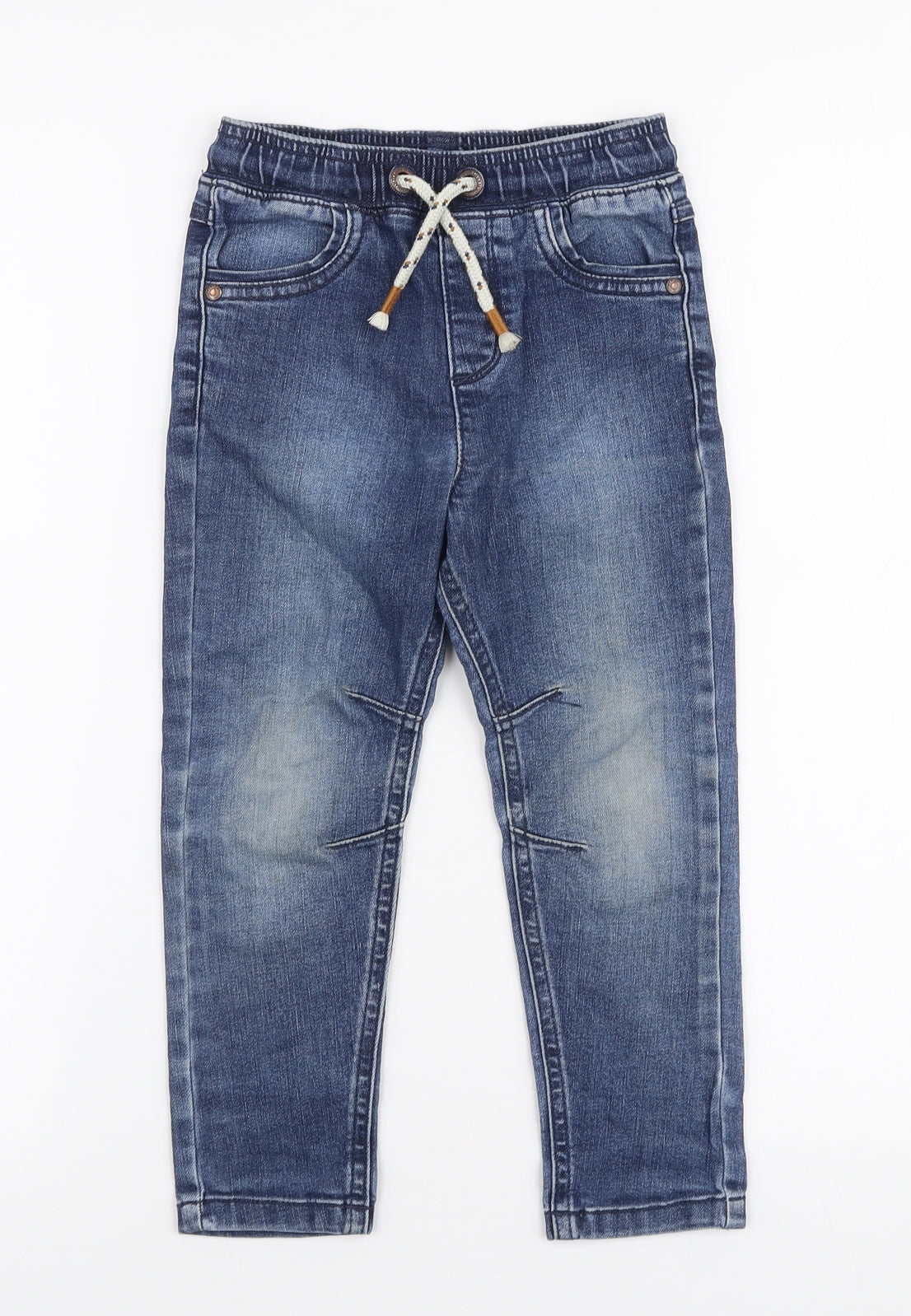 George Boys Blue  Cotton Skinny Jeans Size 3-4 Years  Slim Drawstring