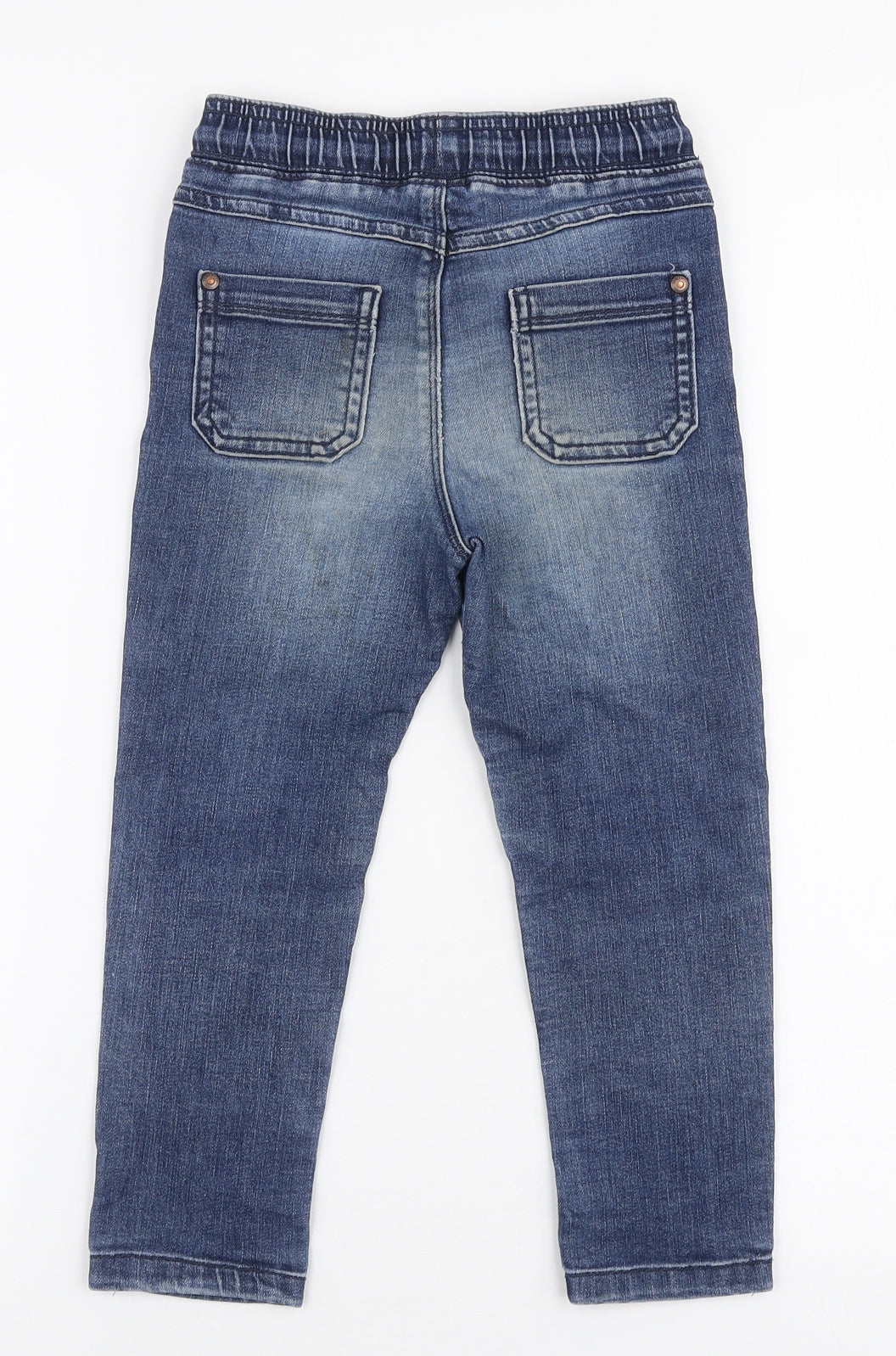 George Boys Blue  Cotton Skinny Jeans Size 3-4 Years  Slim Drawstring
