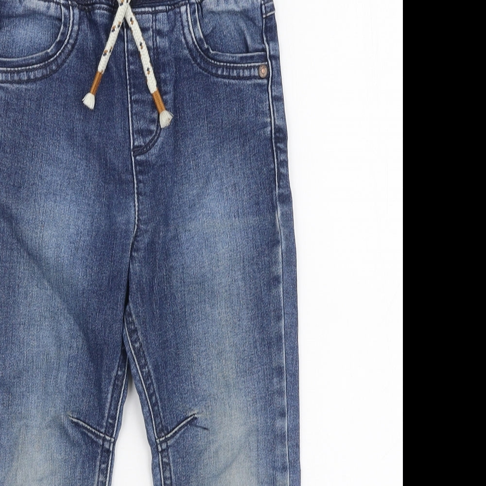 George Boys Blue  Cotton Skinny Jeans Size 3-4 Years  Slim Drawstring