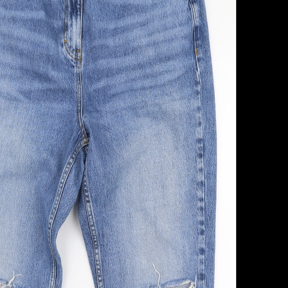NEXT Womens Blue  100% Cotton Mom Jeans Size 36 in L26 in Regular Zip