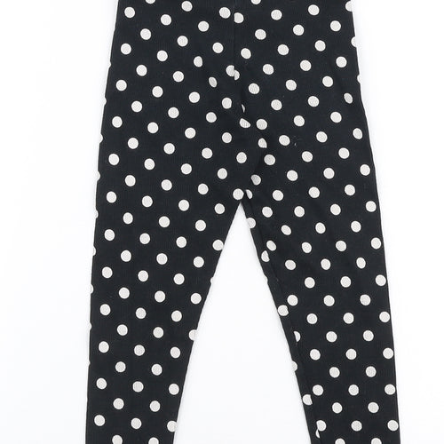 Matalan Girls Black Polka Dot Cotton Jogger Trousers Size 4 Years  Slim Pullover - Leggings