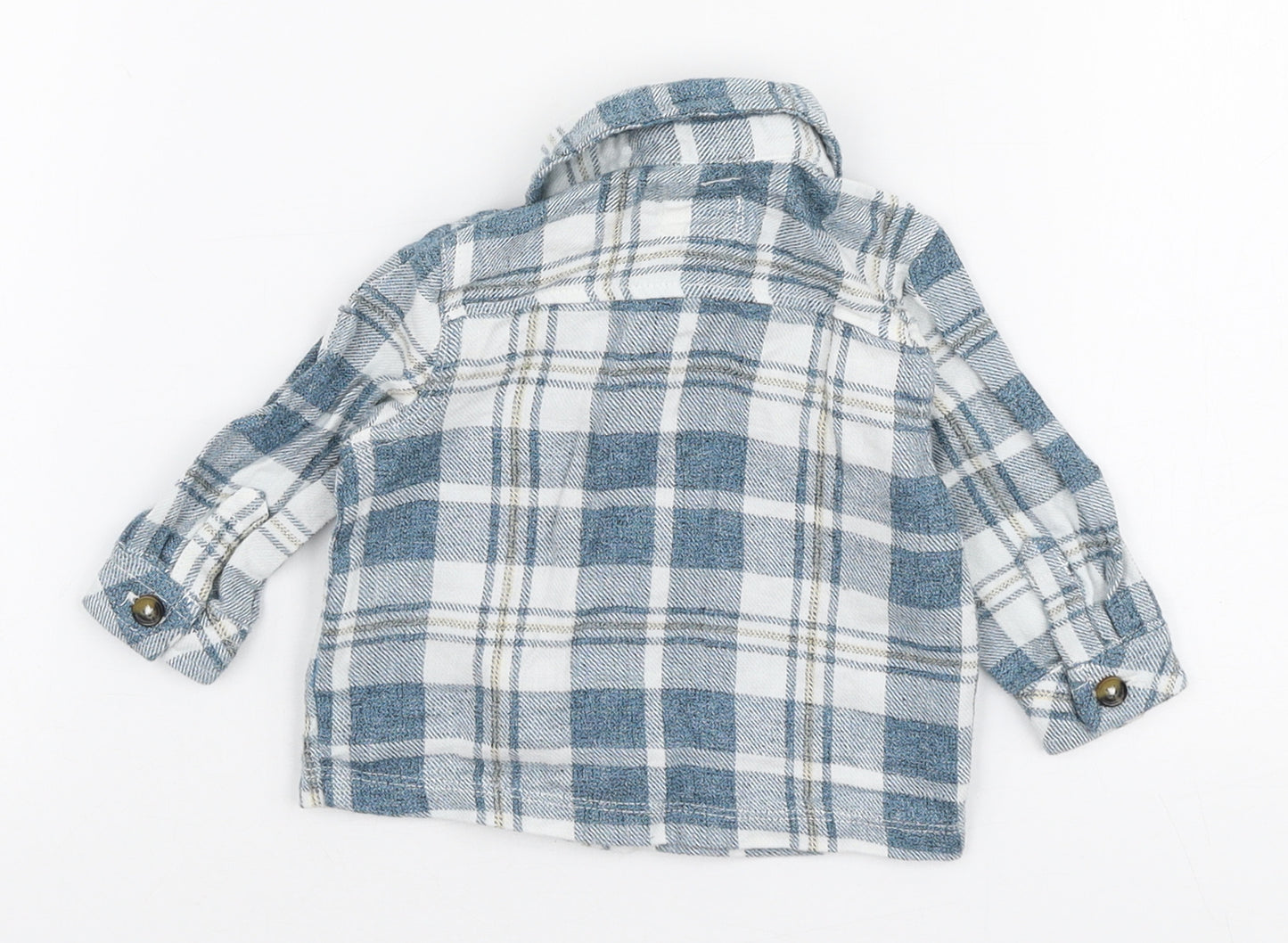 Mantaray Boys Multicoloured Plaid 100% Cotton Jersey Dress Shirt Size 0-3 Months Collared Button